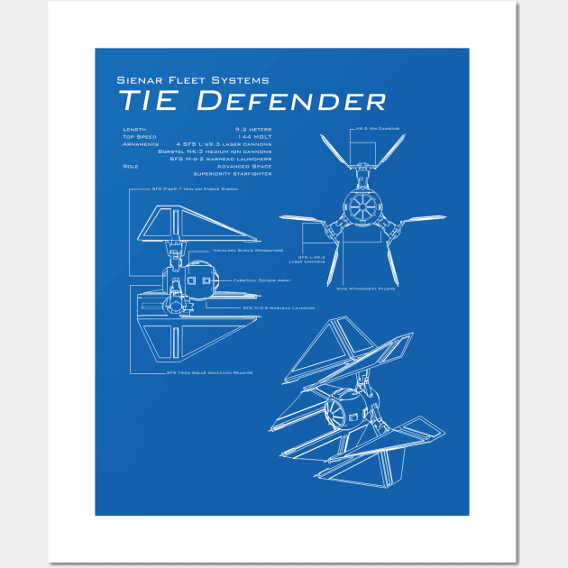 TIE Defender Blueprint Wall Art by patrickkingart